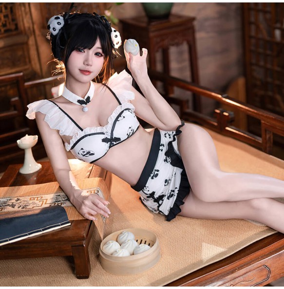FEE ET MOI - Panda Pattern Chinese Girl Costume (Black - White)